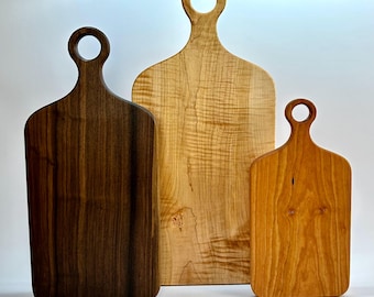 Solid Wood Cutting Board, One Piece Hardwood, Walnut Cherry Maple Serving Board, Charcuterie Board, Wedding Gift, Housewarming Gift