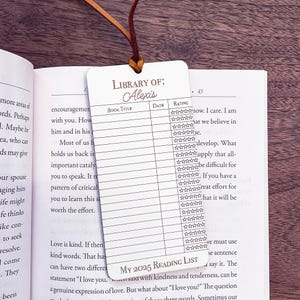 Custom Bookmark | 2025 Reading Log Tracker Bookmark | Book Tracker | Book Club Gifts | Reading Challenge Bookmark