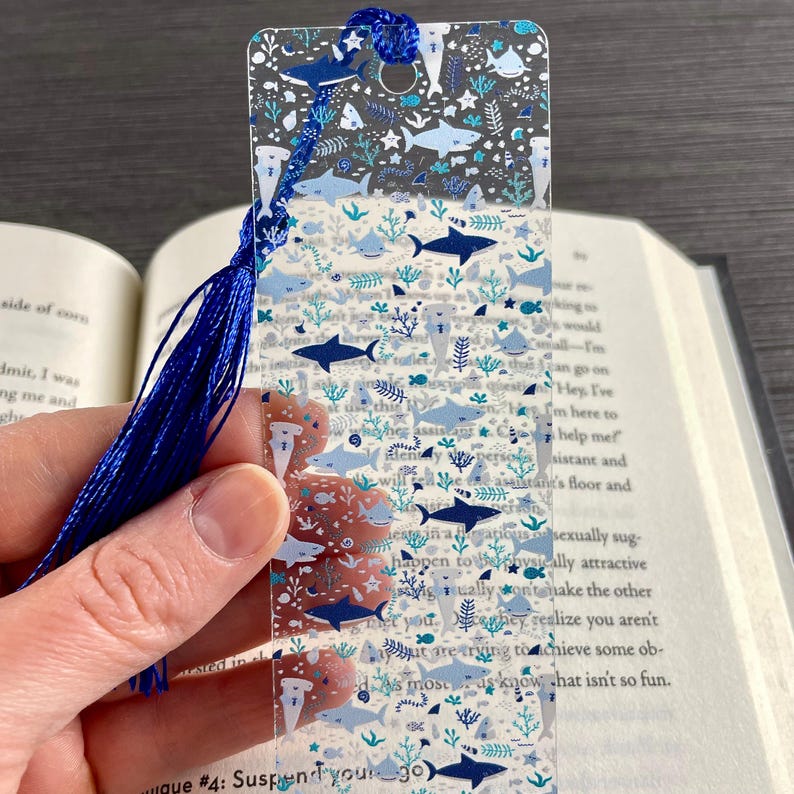 Shark Bookmark | Shark Lover Gift | Ocean Lover Gift | Book Lover Gift ...