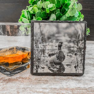Engraved Mallard Duck Slate Coasters – Rustic Home & Bird Lover Gift