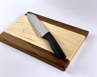Walnut Maple Cutting Board, Wood Cutting Board, Kitchen Prep Board, Reversible Serving Board