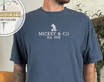 Embroidered Mickey Mouse T-shirt, Disneyland Shirt, Disney Shirt, Comfort Colors, Disney Trip Shirt, Holiday Shirt, Mickey Embroidery Tee