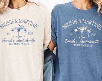Bikinis and Martinis Bachelorette Party Shirt,Custom Location Bachelorette,Final Fiesta Bach Club, Comfort Colors,Custom Bachelorette Shirts