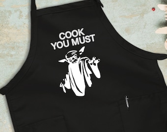 Tablier Star Wars, tablier Yoda, cadeau cuisine drôle, cadeau meilleur chef, tablier de groupe de cuisine, cadeau pour chef, tablier de pâtisserie, tablier Disney