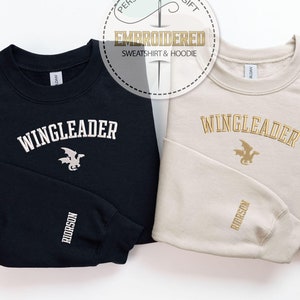 Embroidered Xaden Riorson Wingleader Shirt, Embroidered Front and Sleeve Sweatshirt, Fourth Wing Merch Bookish Merch Book, Onyx Storm Reader