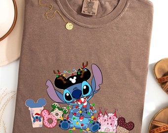 Stitch Disney Christmas  Shirt, Christmas Snacks Shirt, Disneyland Christmas Shirt, Stitch Shirt, Stitch Lover, Xmas Party, Comfort Colors