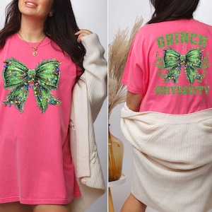 Grinchmas Coquette Bow Shirt, Comfort Colors Shirt, Grinchy Christmas Shirt, Christmas Mom Gift, Christmas Lights Shirt, Christmas Gift