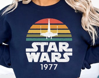 Vintage Star Wars Sweatshirt, Retro Vibes, Disney Sweatshirt, Mandalorian Gift, Galaxy's Edge, Disney Trip Sweatshirt, Jedi Sweatshirt
