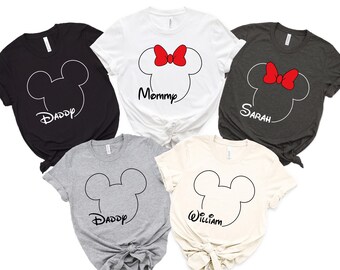 T-shirt Disney personnalisé, chemise enfant Disneyworld, chemise maman, chemise papa, chemise Mickey Mouse, chemise famille personnalisée, chemise couple Disney