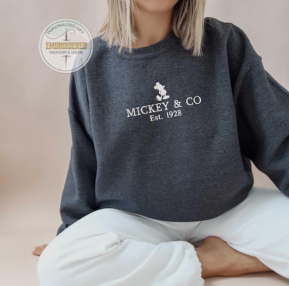 Mickey & Co 1928 Embroidered Sweatshirt, Disney Sweatshirt, Retro Mickey And Co, Disneyworld Shirts, Disney Vacation Shirt, Disneyland Shirt