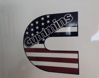 Patriotic Cummins Diesel Logo  UV Laminated Outdoor Decal, 5 Inch