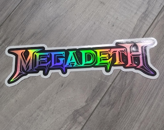 Megadeth Holographic Logo Sticker – 7” Wide Metallic Shine for True Metalheads