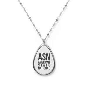 Oval Pendant Necklace with black text logo "American State National"