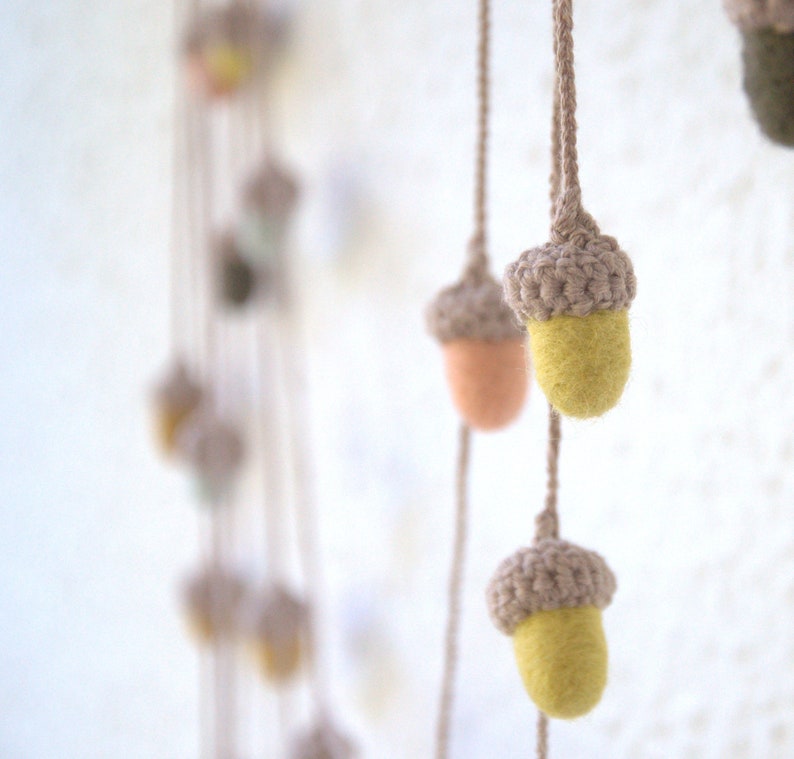 10 Felted Wool Acorns Pastel Garland Bunting Cottage Core Etsy