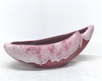 Vintage Cranberry Drip Glaze Planter: USA Pottery Bowl