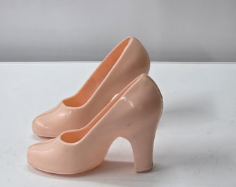 Vintage Pink Plastic High Heel Shoe Forms – Cinderella Slippers, Pincushions, Party Favors