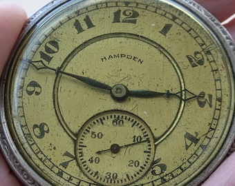 Antique 1921 Hampden Grade 302, 7 Jewel, Movement serial #3729806 RUNS intermittently / needs service