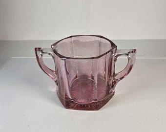 Vintage Indiana Glass Amethyst Starburst Sugar Bowl, 1950s Carnival Purple Glass Tableware, Pressed Glass Decor