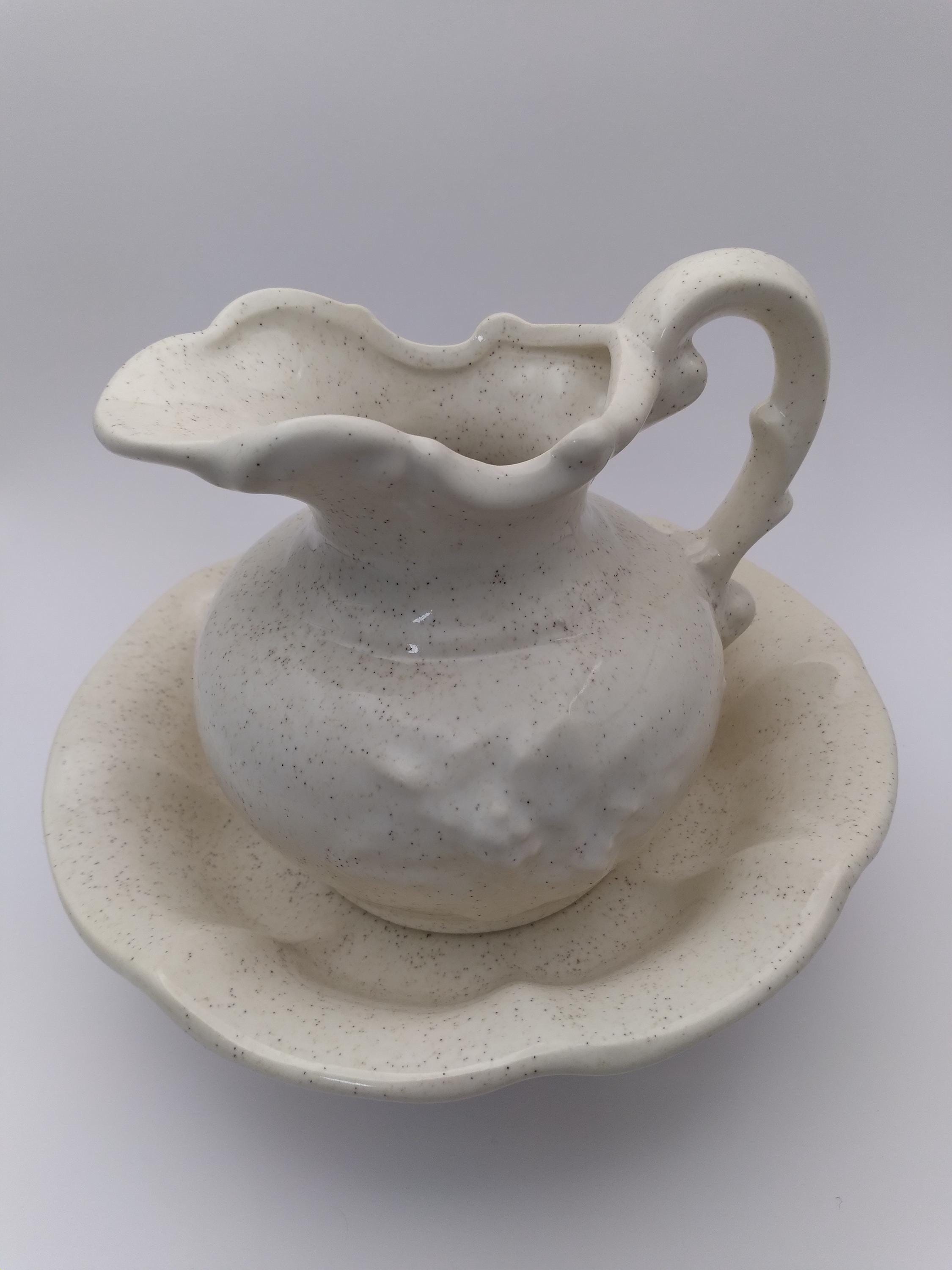 White Pitcher and Bowl - Etsy