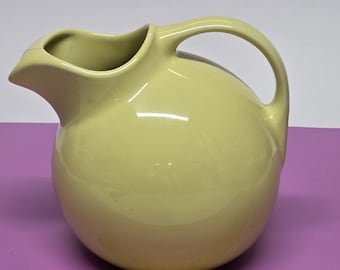 Vintage Canary Yellow Hall's pottery tilt ball 64 oz. pitcher #633 MCM vintage 1950's