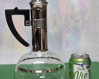 Vintage Glass Coffee Carafe: Silver Neck, Bakelite Handle Vintage 1950s