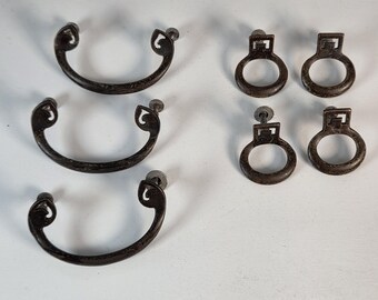 Vintage Metal Bail Pulls / Mixed Furniture Hardware Set with 2 style Options