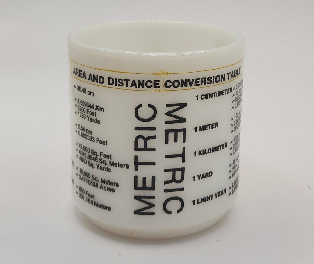 Vintage Milk Glass Metric Conversion Table Coffe Cup Mug 1970s - Etsy