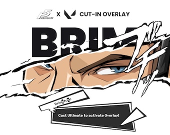 May include: A white graphic featuring the text "BRIM" in large black letters, with a stylized illustration of a character's eyes and part of their face. The image includes the text "CUT-IN OVERLAY" and "Cast Ultimate to activate Overlay!"