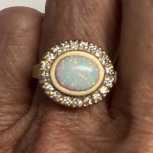 Opal, Diamond and 14k Gold Ring
