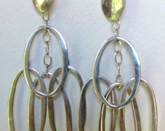 Sterling Silver Oval Chandelier Earrings