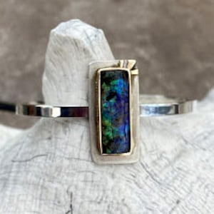 Boulder Opal, 14k Gold and Sterling Cuff Bracelet