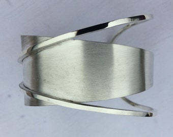 Sterling Silver Unique Wide Cuff Bracelet