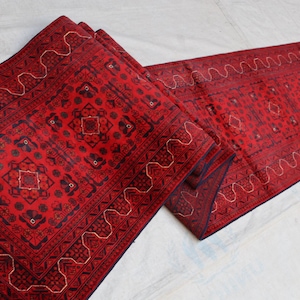 2&#39;9x22&#39;4 Ft New Bokhara Runner Rug, Turkoman Hand Knotted Oriental Runner Rug, Red Afghan Extra Long Runner Rug,  Soft Wool Hallway Runner