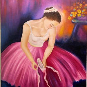 Ballerina Large Original Oil Painting of Woman on Canvas, size 32x40Inch (80x100cm)