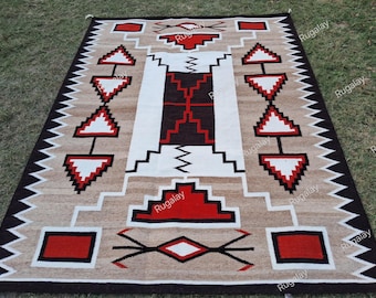 Rustic Red Hand-woven Southwestern Rugs American style Southwest Area Rug Tribal Bohemian Pictorial Navaho Indian Cabin Rugs