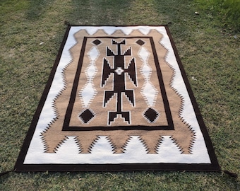 Ręcznie tkany dywan plemienny w stylu południowo-zachodnim, neutralny, geometryczny wełniany kilim, dywan plemienny w stylu boho, beżowo-brązowy dywan tkany na płasko, minimalistyczny wystrój domu