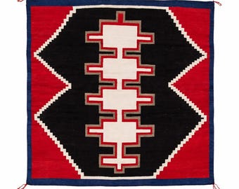 6x9 Ft Handwoven Wool Navajo Rug Southwestern pattern Native Trible Style Two Gray Hills Rug Home Decor Mexican Rug Housewarming Zapotec Rug