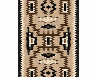 Tapete de lã tecido à mão, tapete tribal bege do sudoeste americano, kilim geométrico de lã, tapete boho neutro, tapete rústico de fazenda, tapete de lã feito à mão