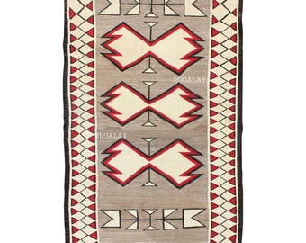 Zuidwestelijk tapijt grijs tribal vloerkleed kelim handgeweven wollen vloerkleed met geometrisch patroon, 8 x 10, 9 x 12 ft groot Navaho Azteeks tapijt