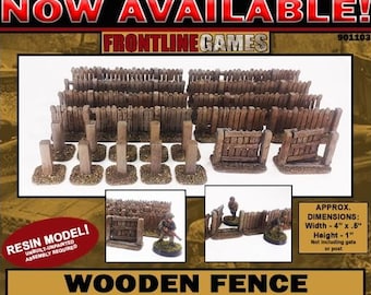 Wooden Fence Resin set (Unpainted) 28mm terrain WWII FRONTLINE GAMES