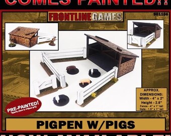 Pigpen with Pigs Pre-painted Laser-cut 28mm Terrain WWII FRONTLINE GAMES