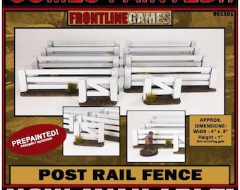 Post Rail Fence Pre-painted Laser-cut 28mm models WWII FRONTLINE GAMES
