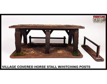 Village Covered Horse Stall w/Hitching Posts FRONTLINE GAMES