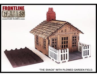 The Shack w/garden & accessories Pre-painted Laser-cut 28mm Buildings WWII FRONTLINE GAMES