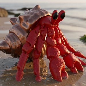 Gelede heremietkreeftbeeldje: verstelbaar schaaldier voor verzamelaars met verwijderbare schelp