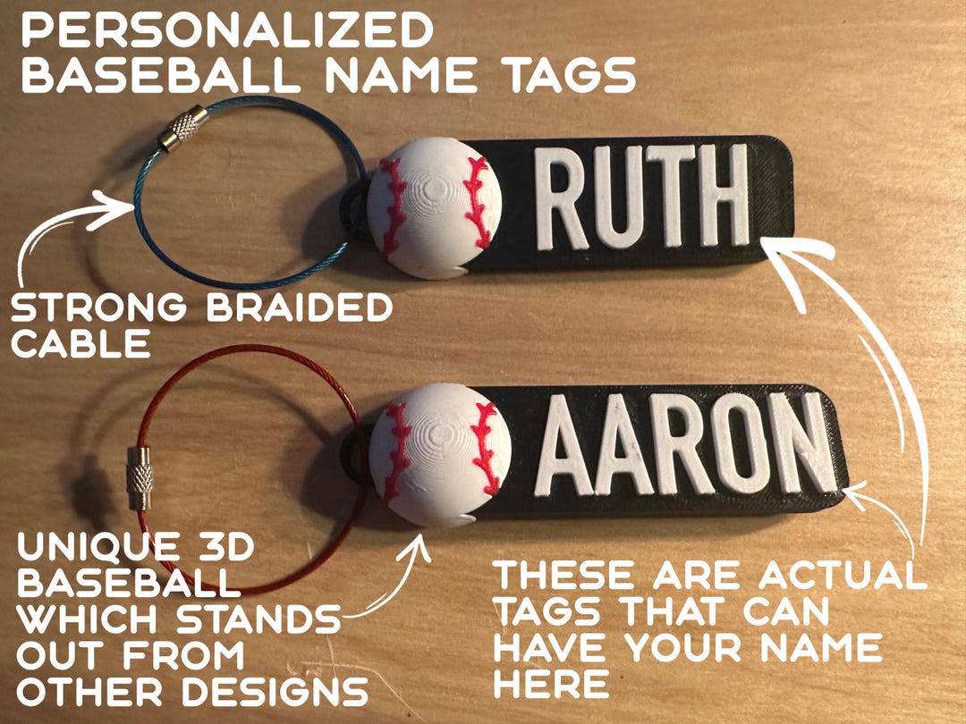 Personalized 3D Baseball Name Tag Keychain: Sports Backpack Tag - Etsy