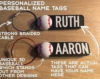 Llavero personalizado con nombre de béisbol en 3D: Etiqueta para mochila deportiva