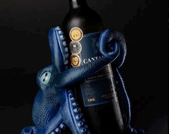 Octopus Weinflaschenhalter - Einzigartiges nautisches Wohndekor für Flaschen mit einem Durchmesser von 3 Zoll