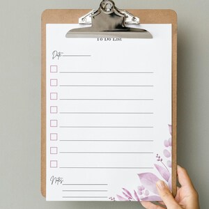 Lista de tarefas digitais florais rosa em PDF, modelo para impressão do Canva, tamanho carta dos EUA, planejador de flores para uso diário, ferramenta de organização floral
