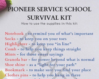 Pioneer School Survival Kit list, SKE Survival Kit list, Elder&#39;s School Survival Kit list, Pioneer School Gift, JW Gift, Pioneer Gift